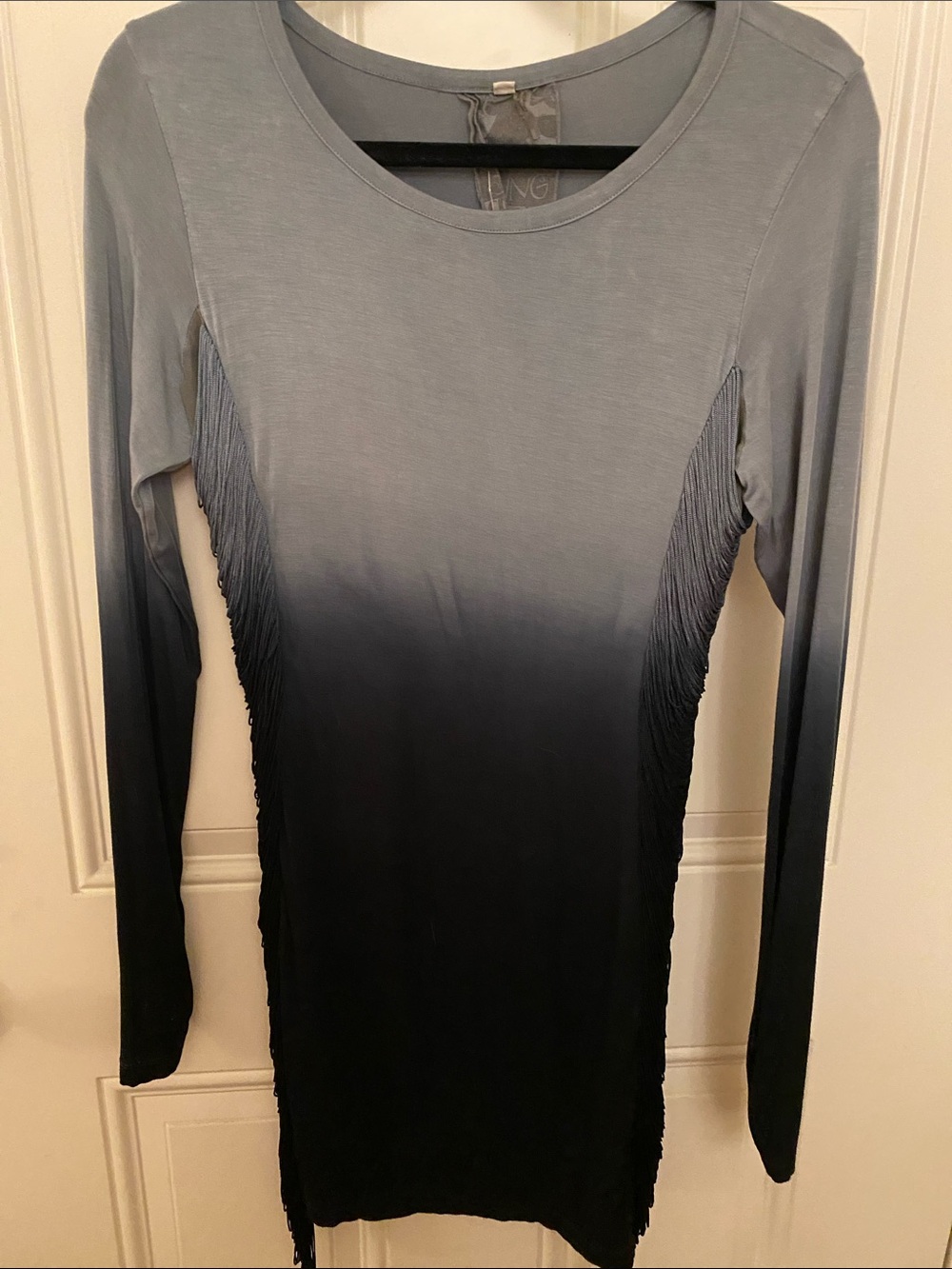 Ombre Long Sleeve Bodycon Dress in Gray and Black